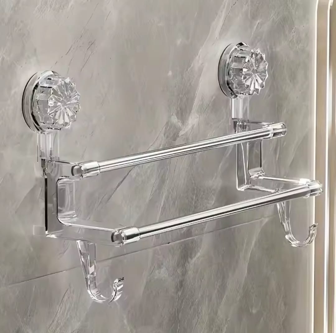 Double pole suction towel holder