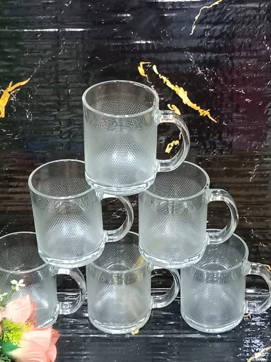 6Pc Clear glass mugs