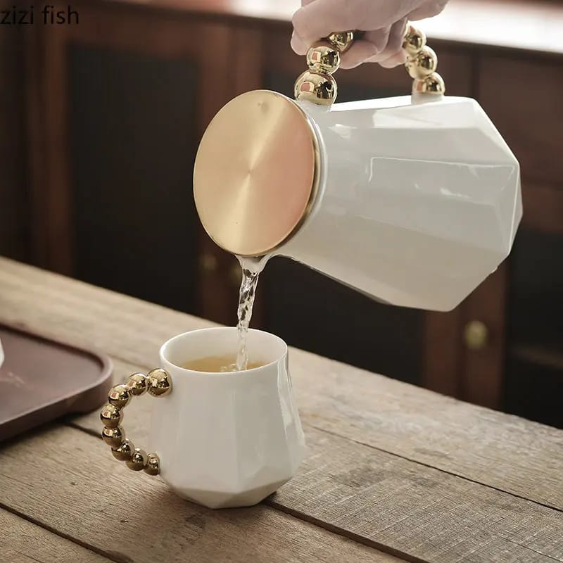 Tea Set With Golden Handle