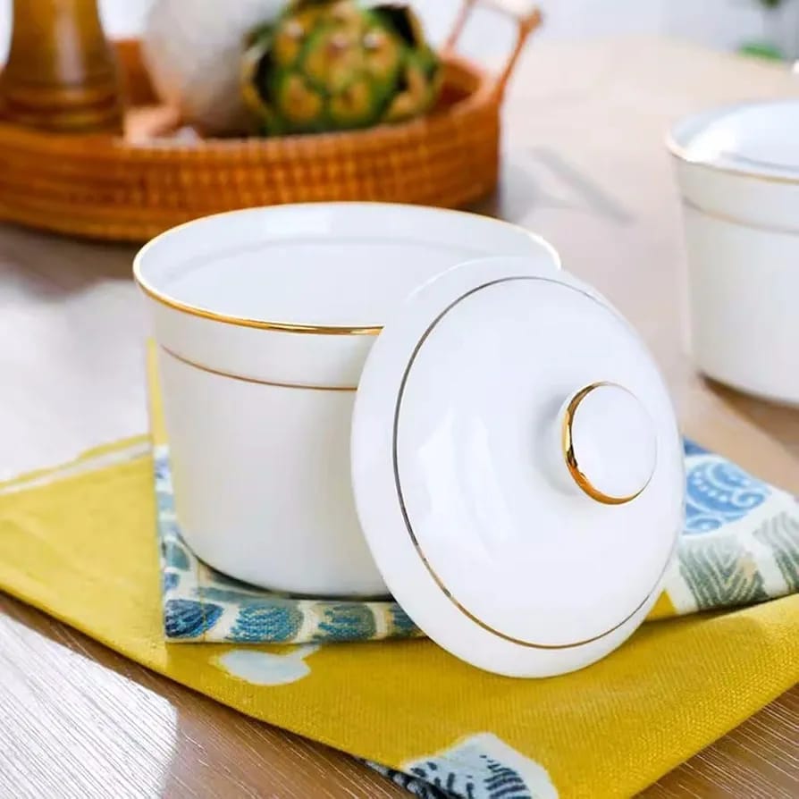 Ceramic sugar dish bowl