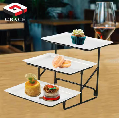 3 Tier serving stand set with tray stand