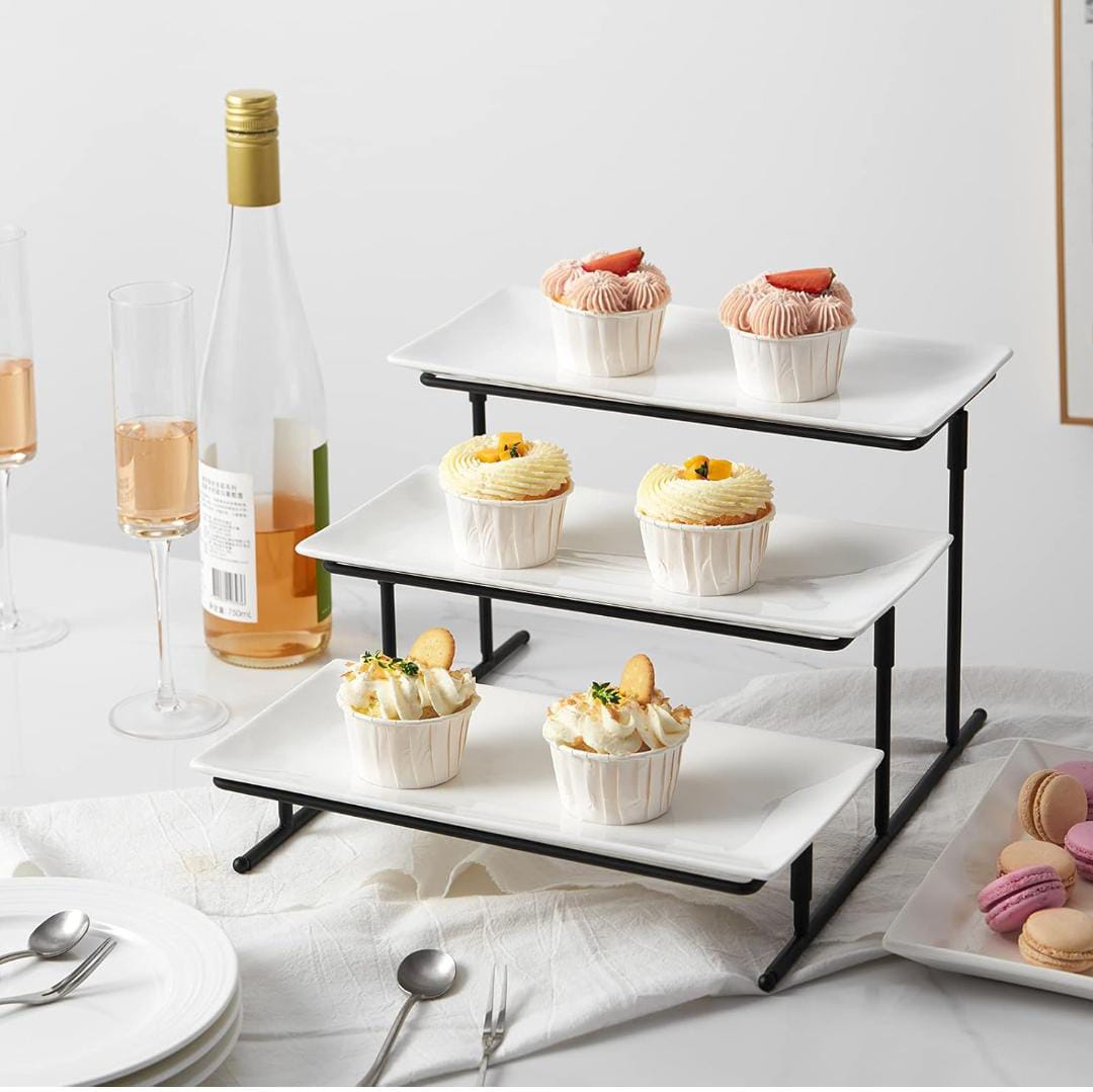 3 Tier serving stand set with tray stand