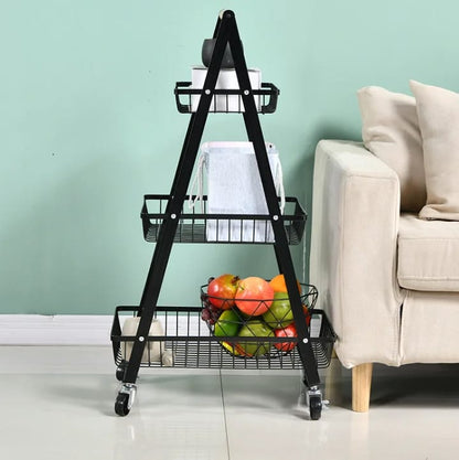 3 Tier A Shape Metal Mobile Trolley Cart