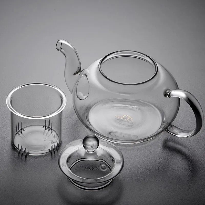 Heat Resistant Clear Borosilicate Glass Tea Pot