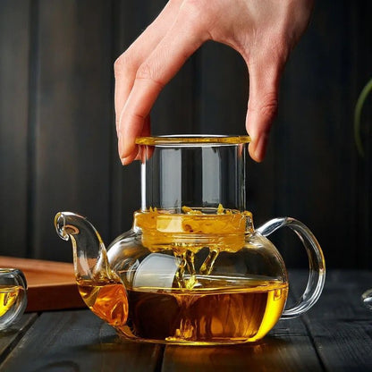 Heat Resistant Clear Borosilicate Glass Tea Pot