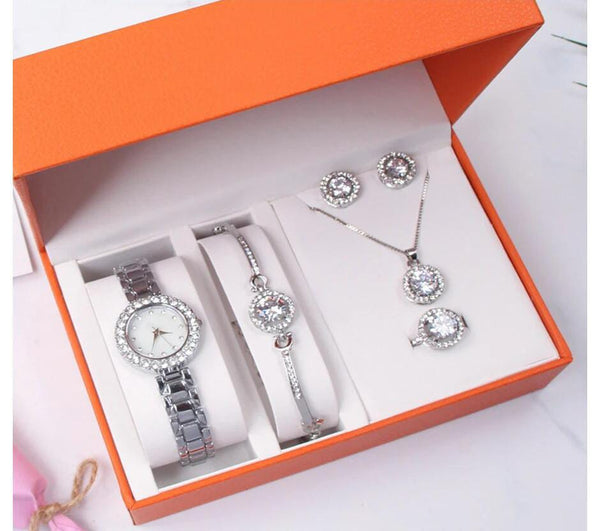 Elegant 5 Piece Ladies Watch and Jewelry Gift Set