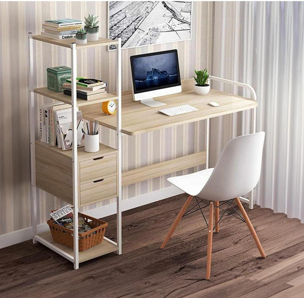 Computer Desk with Storage Shelves White