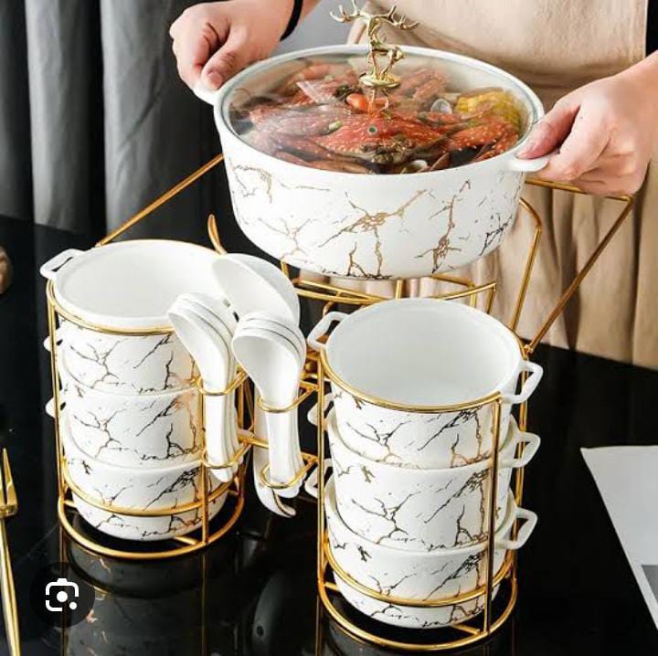 Marble Effect Soup Set