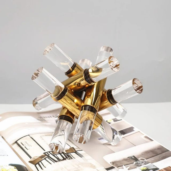 Acrylic Metal Gold Abstract Cube