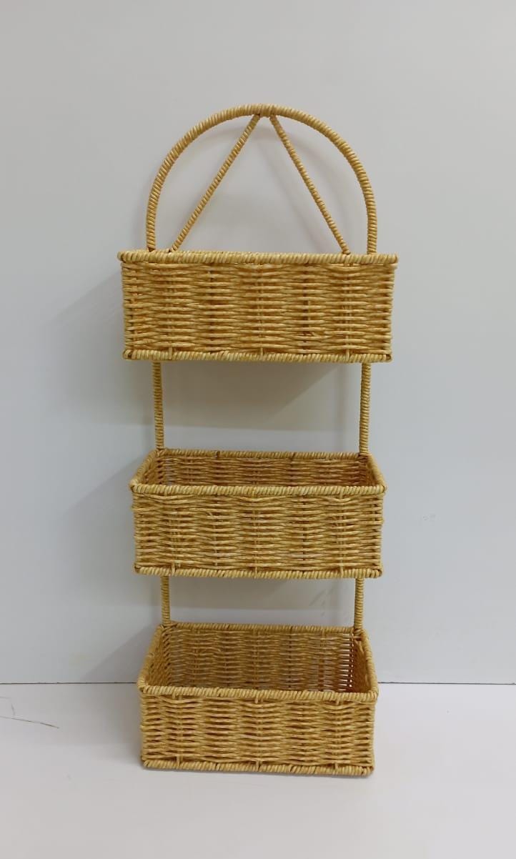 Hand woven shower caddy 3 layer