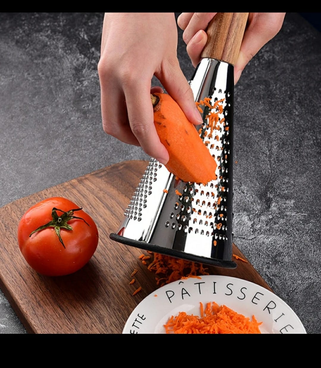 Vegetable grater with wooden handle