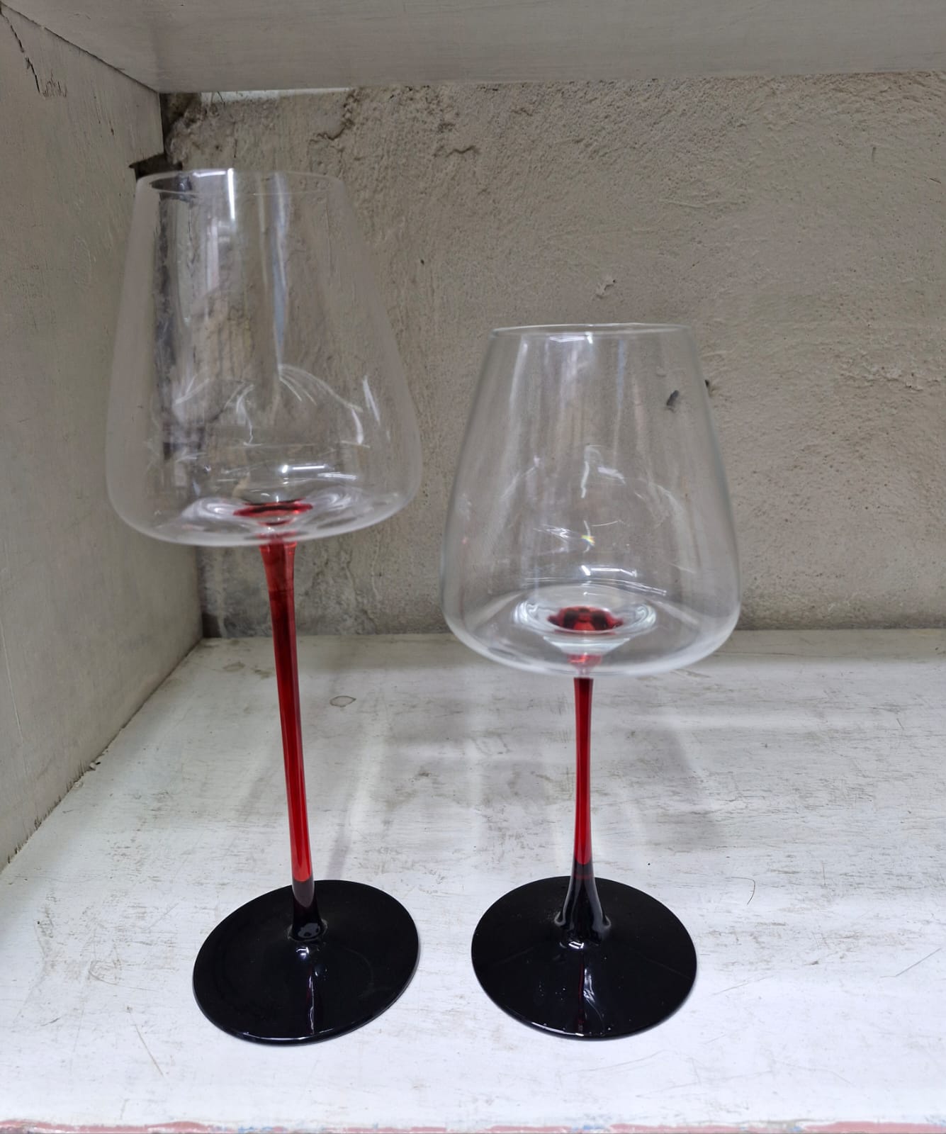 6pcs Long Red Stem wine Glasses