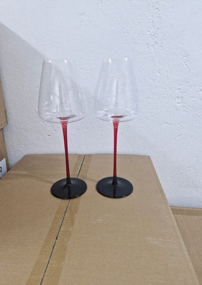 6pcs Long Red Stem wine Glasses