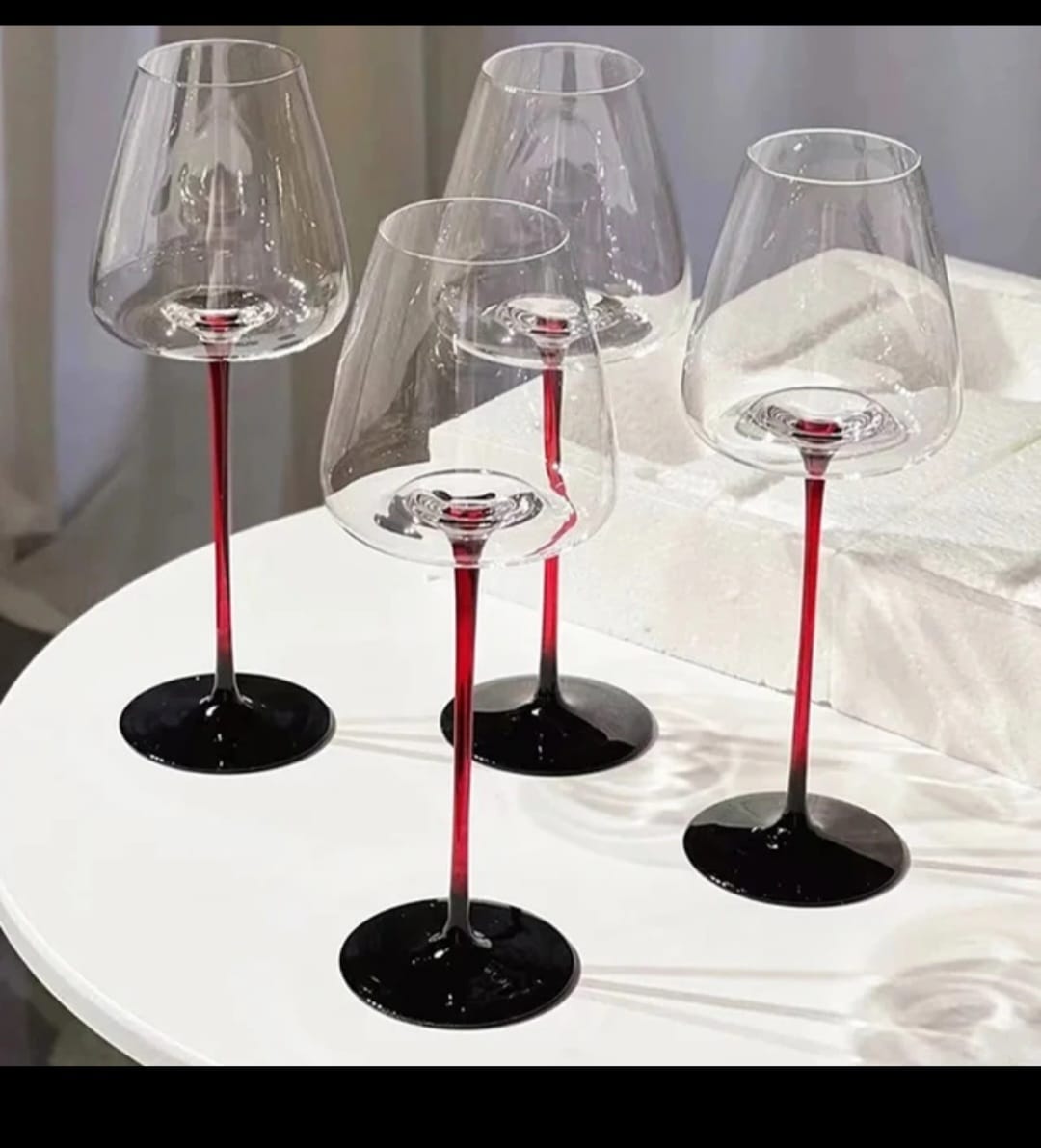 6pcs Long Red Stem wine Glasses