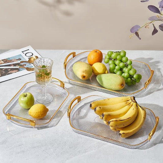 3Pc Acrylic Serving Trays Decor Trays