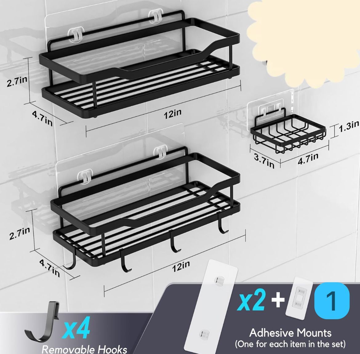 3 pcs Bathroom Organizer
