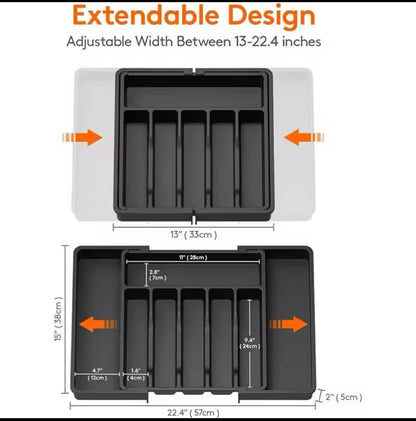 Expandable cutlery drawer organizer