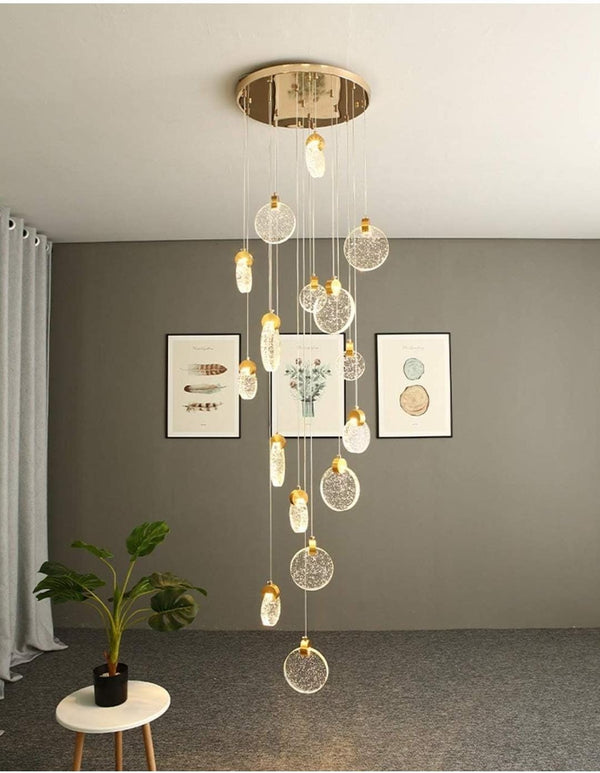 Round Bubble Crystal Staircase Light