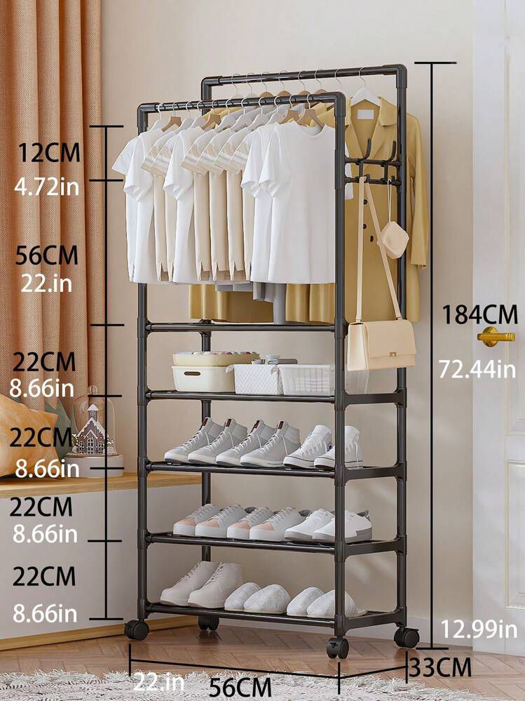 5 Tier Shoe Rack with 4 Wheels