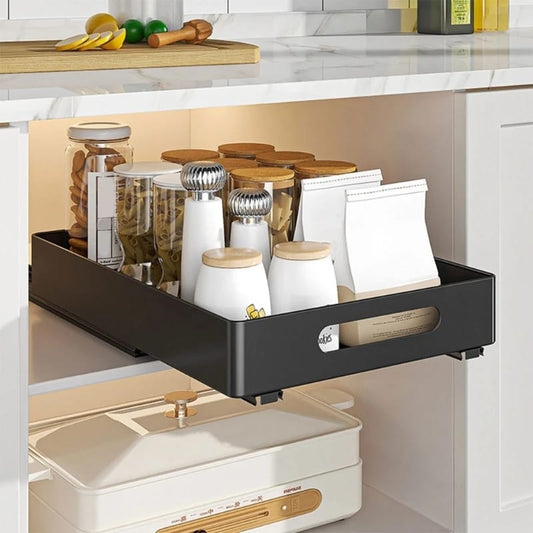 Sliding cabinet organizer