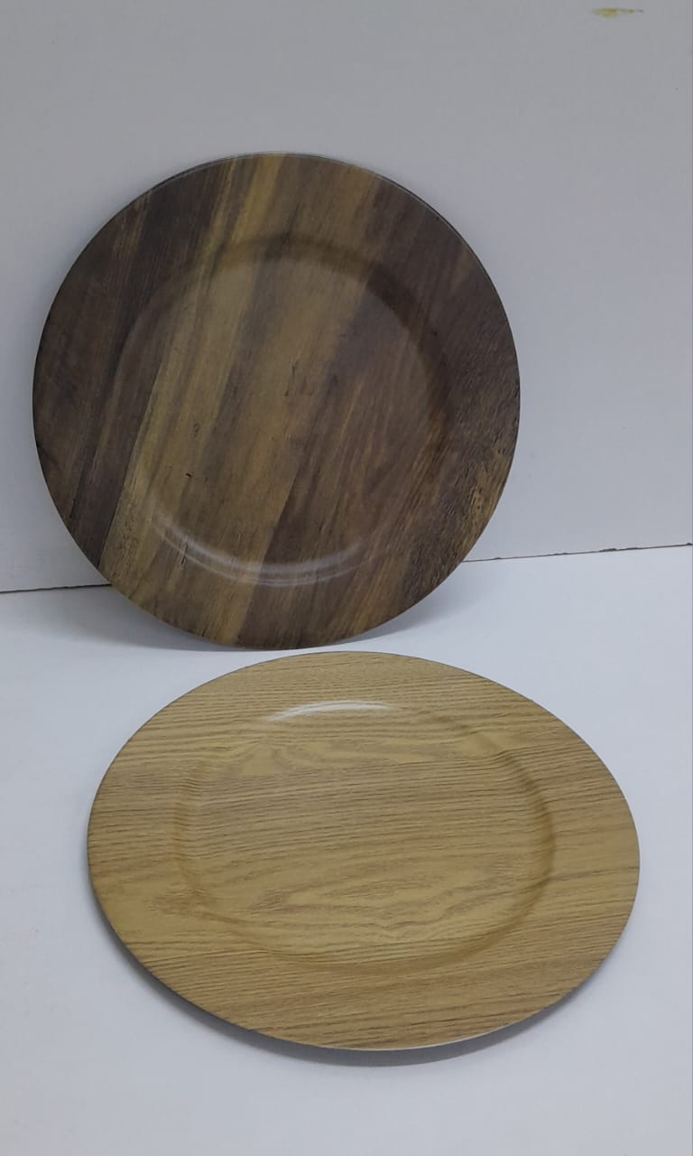 6pc wooden  charger plates

✓ Round in shape

✓ 33cm Diameter