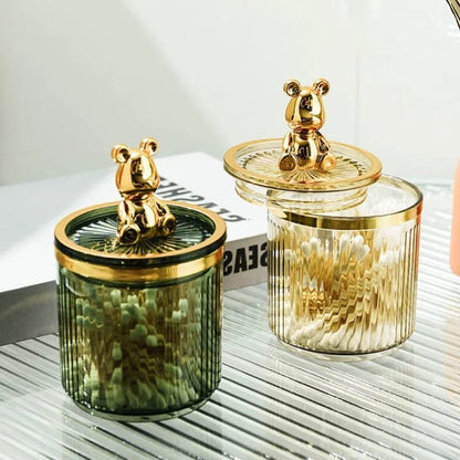 ribbed acrylic storage jars