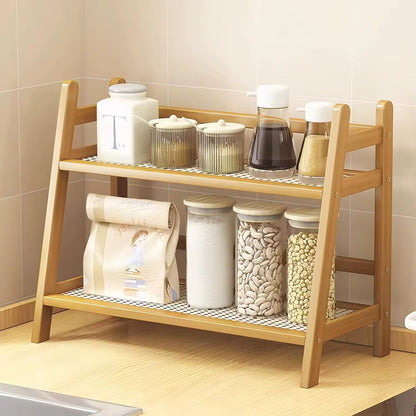 Bamboo Countertop Storage Organizer Rack