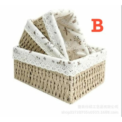 Multipurpose Rattan Decorative 3pc Storage Baskets