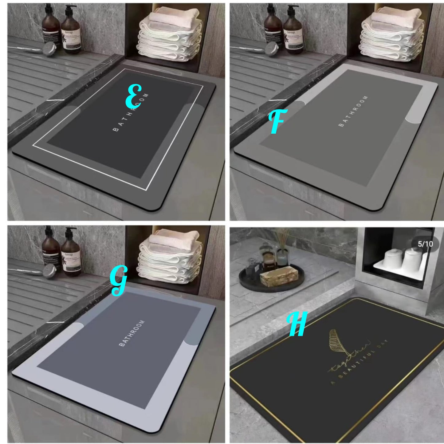 Absorbent bathroom door mats