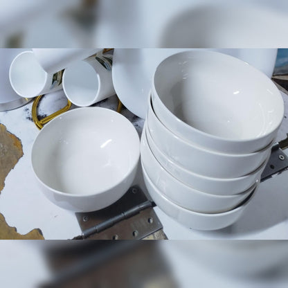 6Pc White Ceramic Bowls