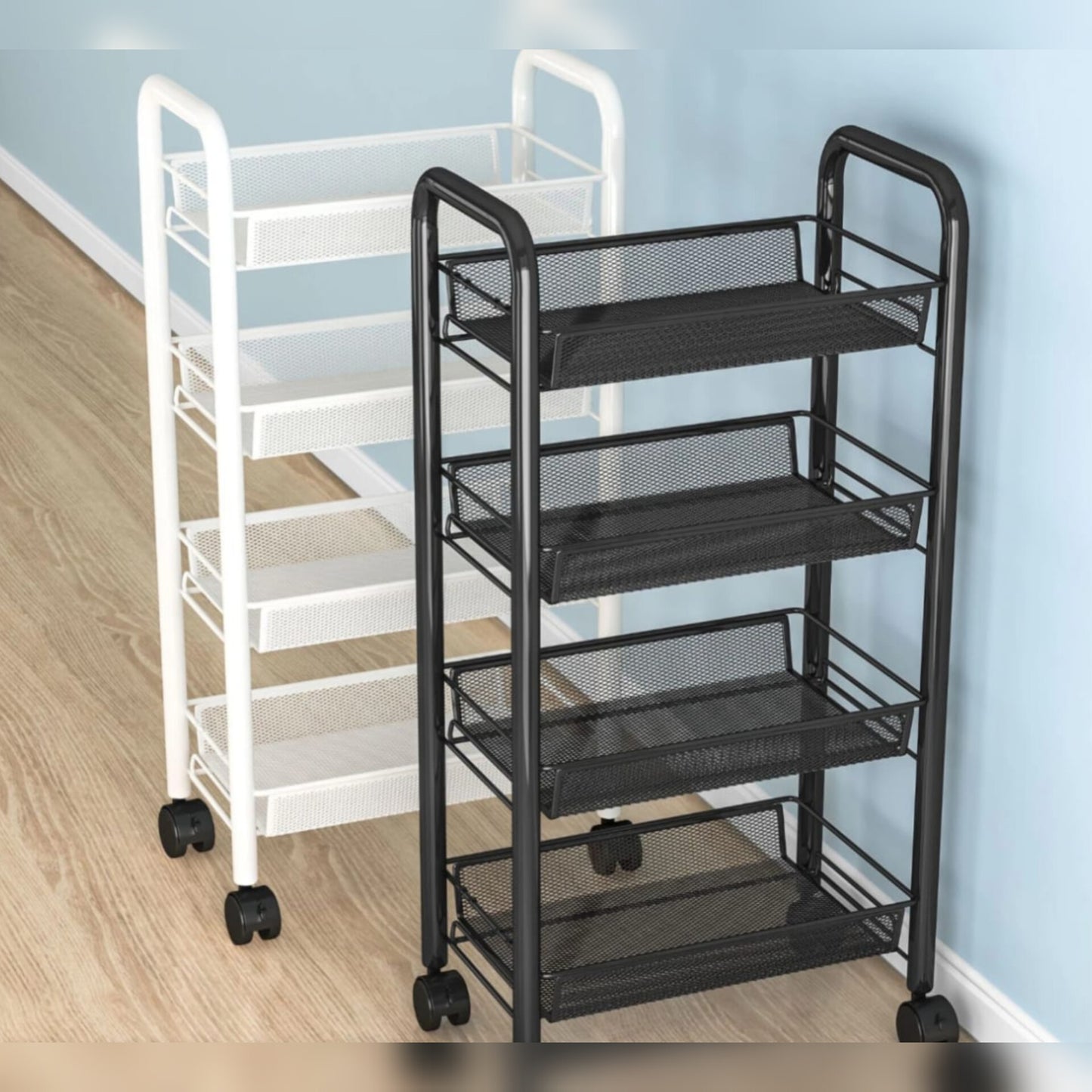 Multifunctional 5 Tier Rolling Mesh Storage Rack