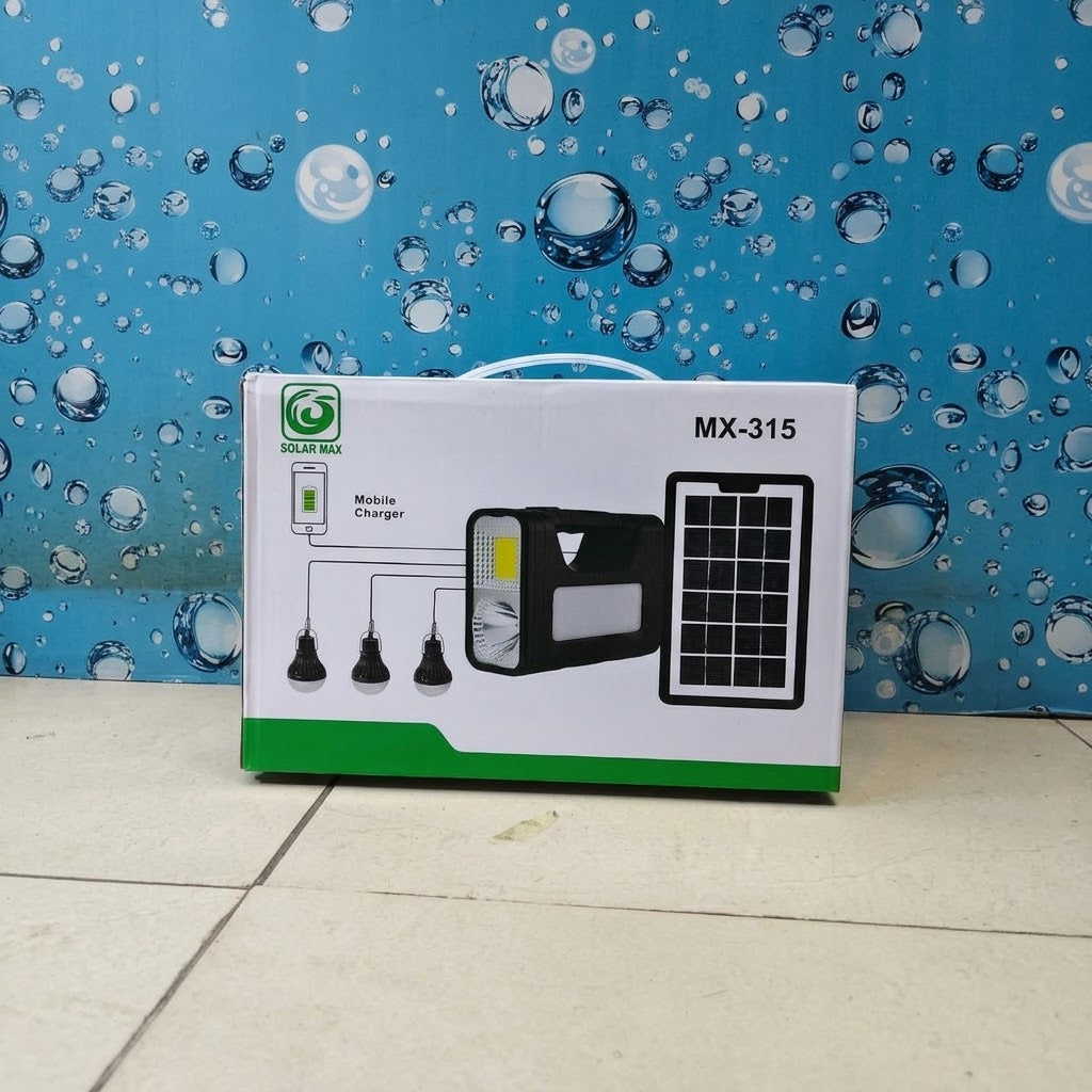 MX-315 Solarmax Solar Lighting System with 3 LED Bulbs and Mobile Charging   in Nairobi Gem Home Accesories