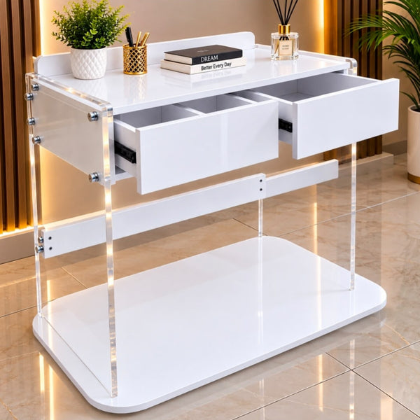 Modern Study and Vanity Desk With Dual Pull Out Drawers