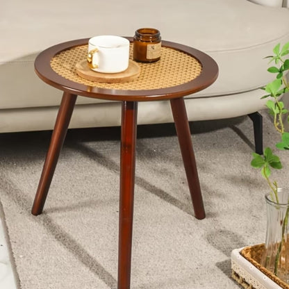 Natural Rattan Wooden Coffee  Sofa Side Table 