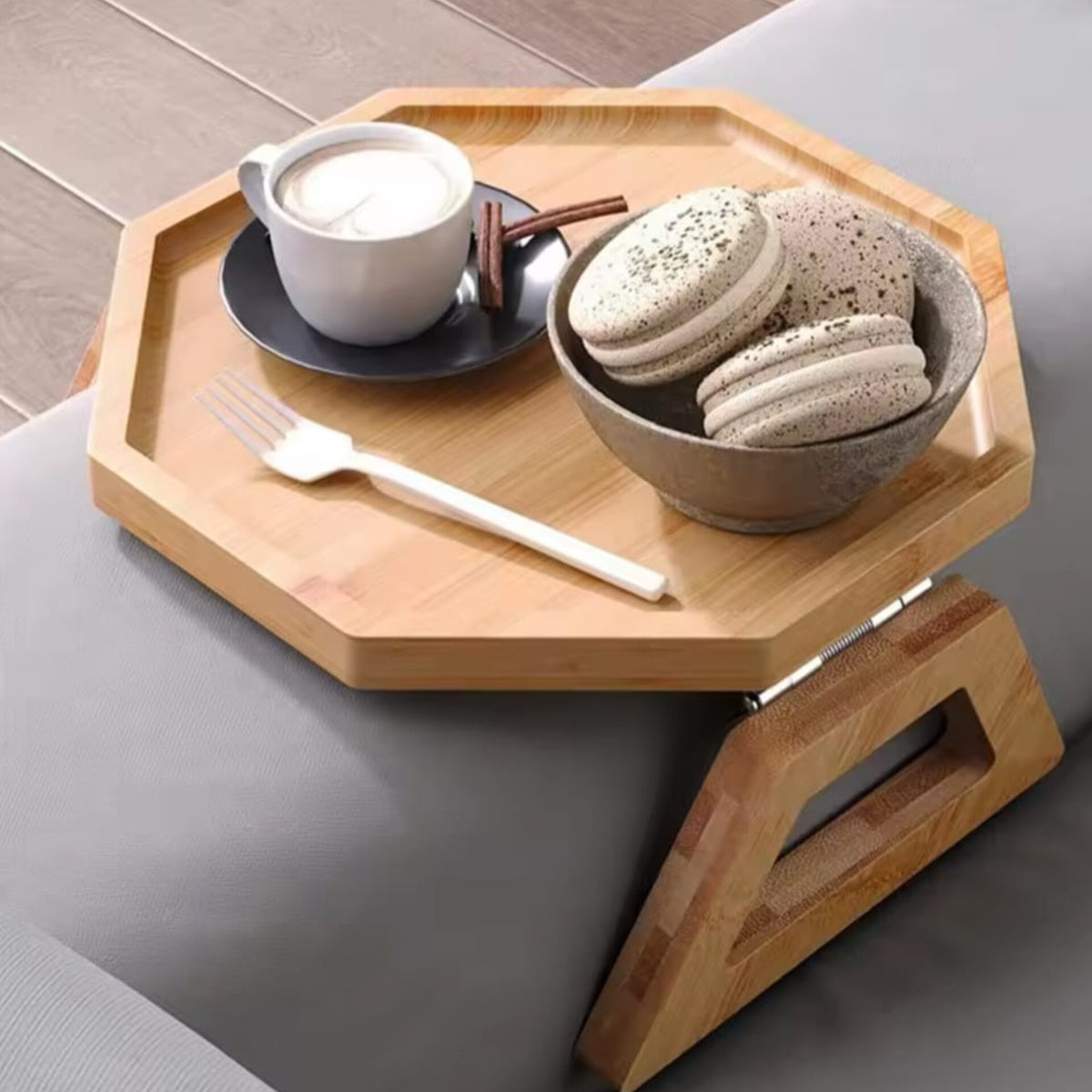 Octagon Shaped Bamboo Multifunctional Portable Tray