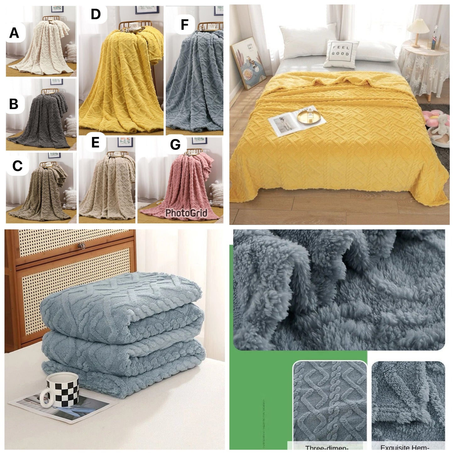 6*7 Solid Flannel Embossed Blanket