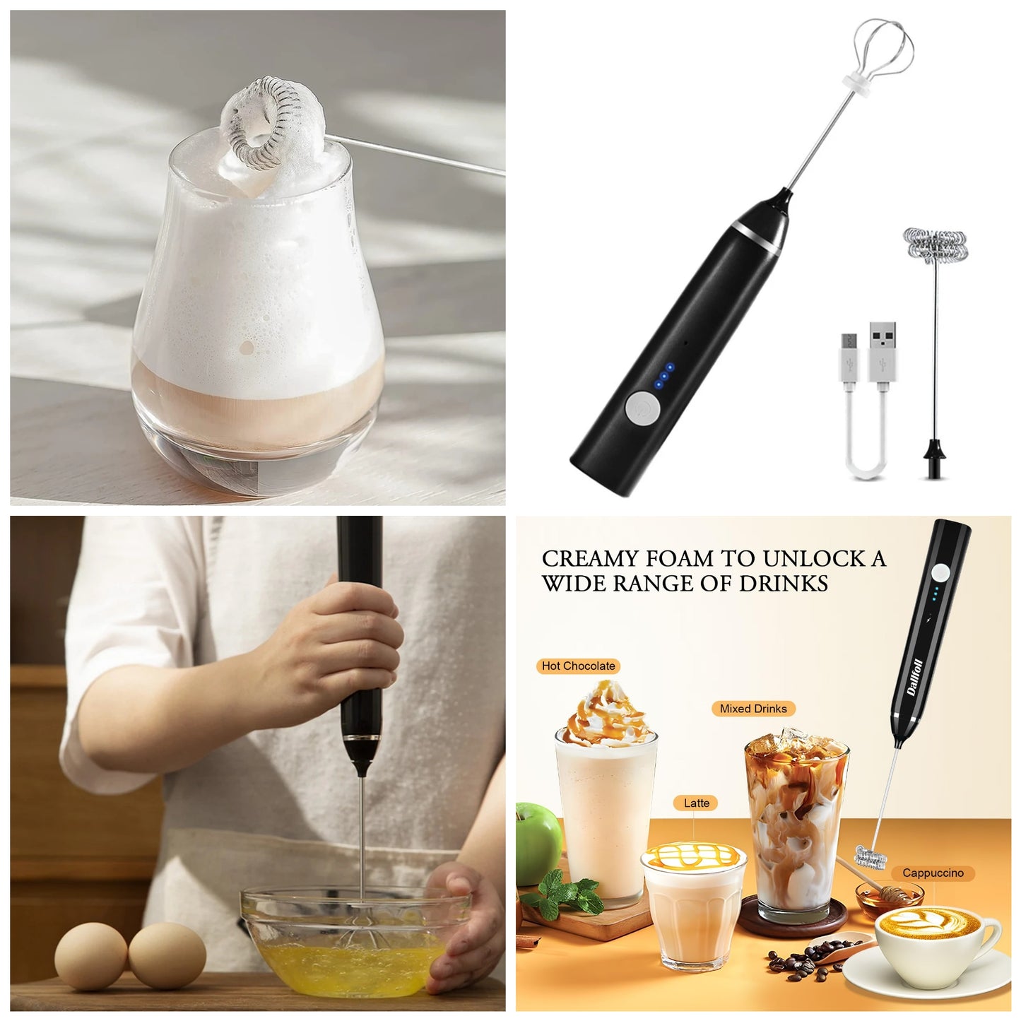 2 in 1 Rechargeable frother