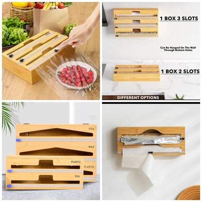 Eco friendly  Bamboo Kitchen Foil Wrap Dispenser