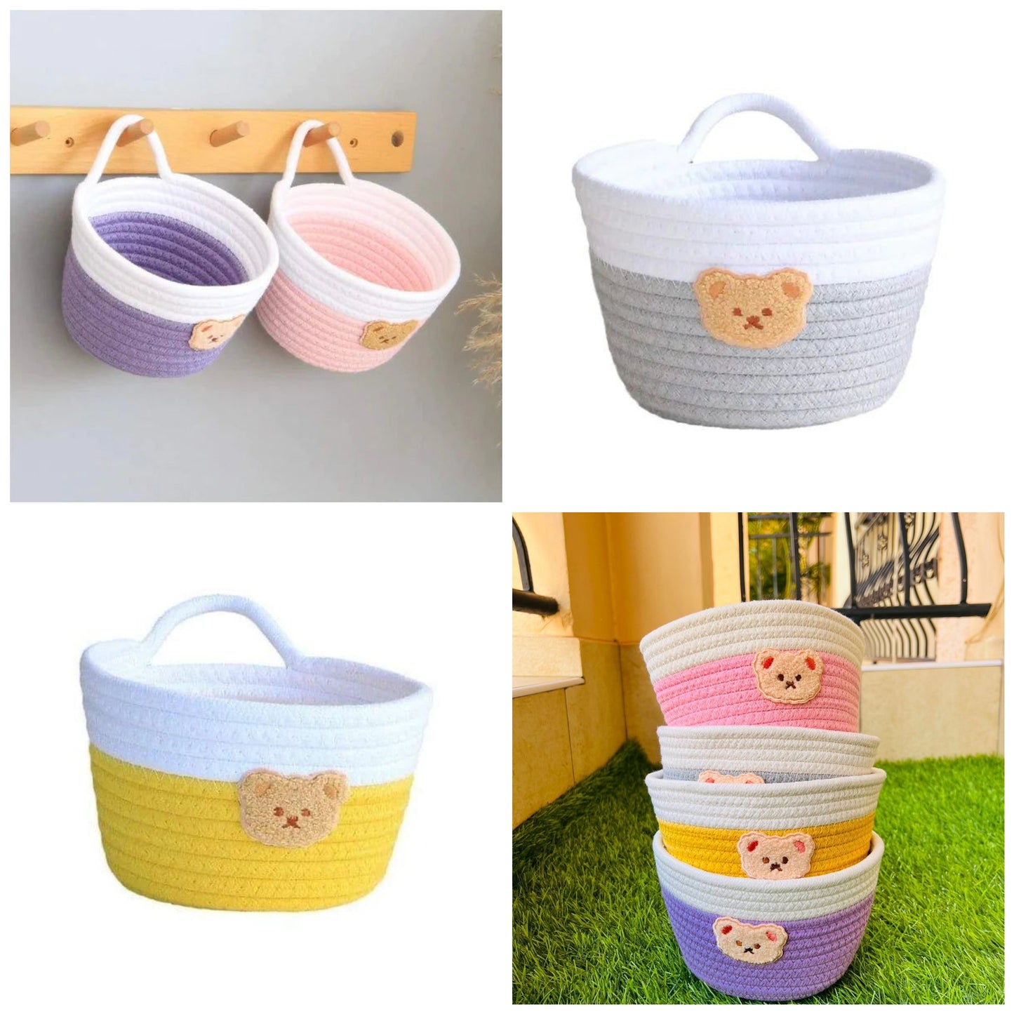 Handmade Bright-Colored  Cotton Rope Sundries Basket