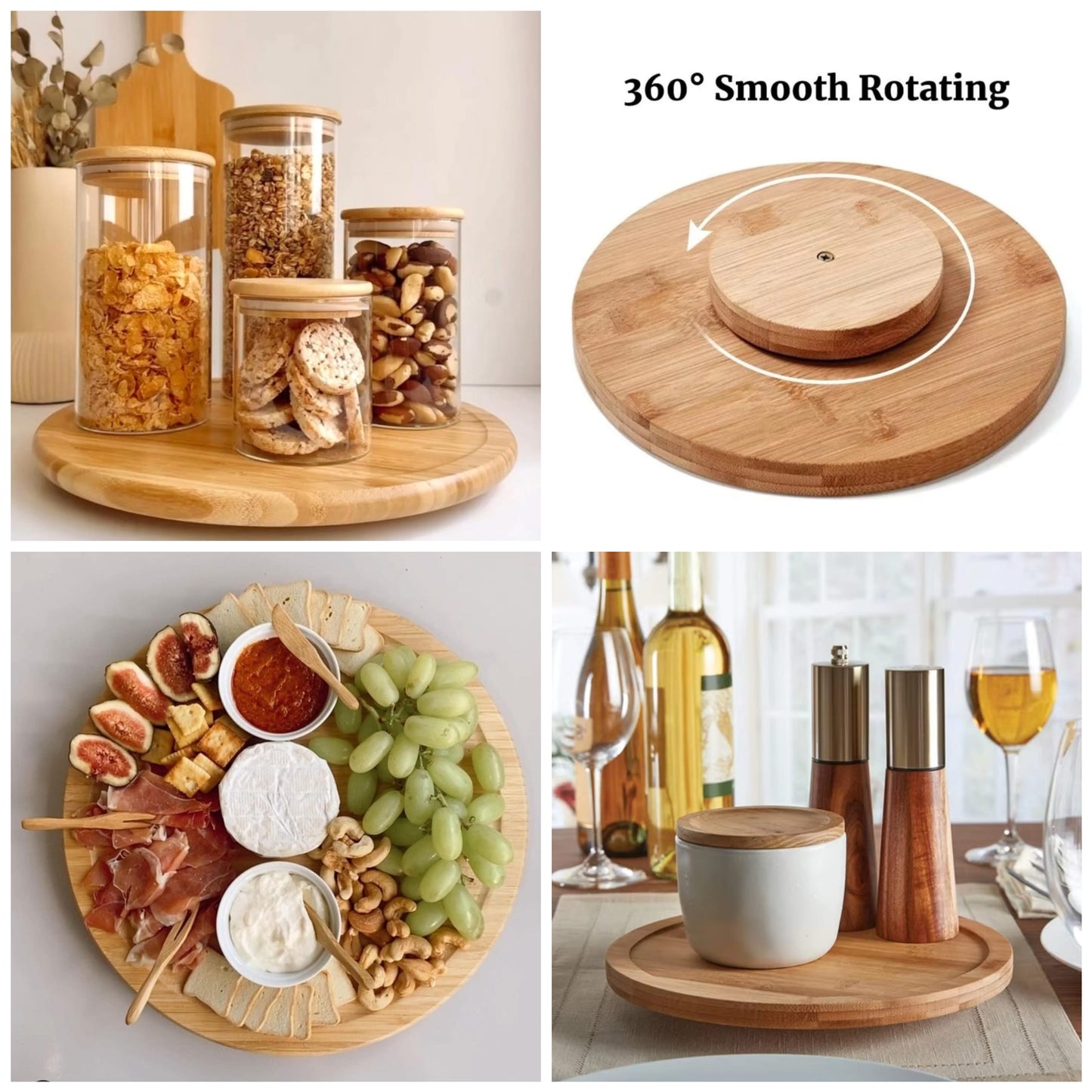 Single layer Bamboo rotating spice rack/Lazy Susan