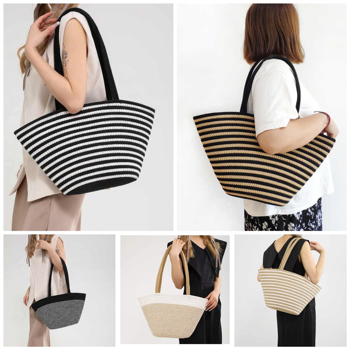 Large capacity summer straw bag