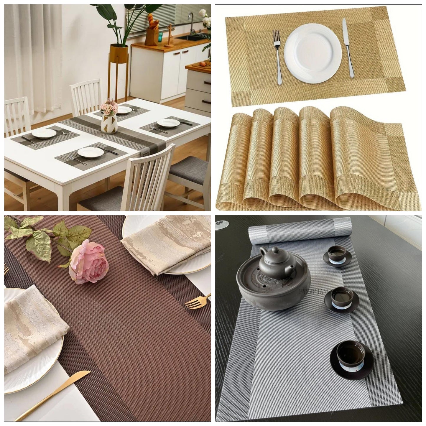 6pcs pvc table mats plus one table runner