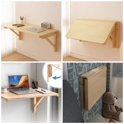 Foldable bamboo wall mounted laptop desk study desk