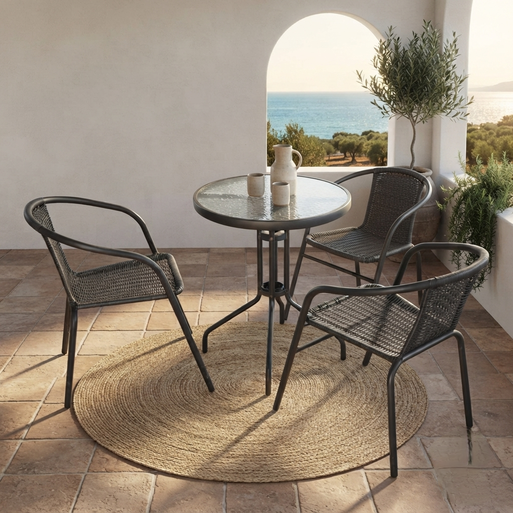 Outdoor Patio Wicker Chairs Glass Table Set in Nairobi  Gem Home 