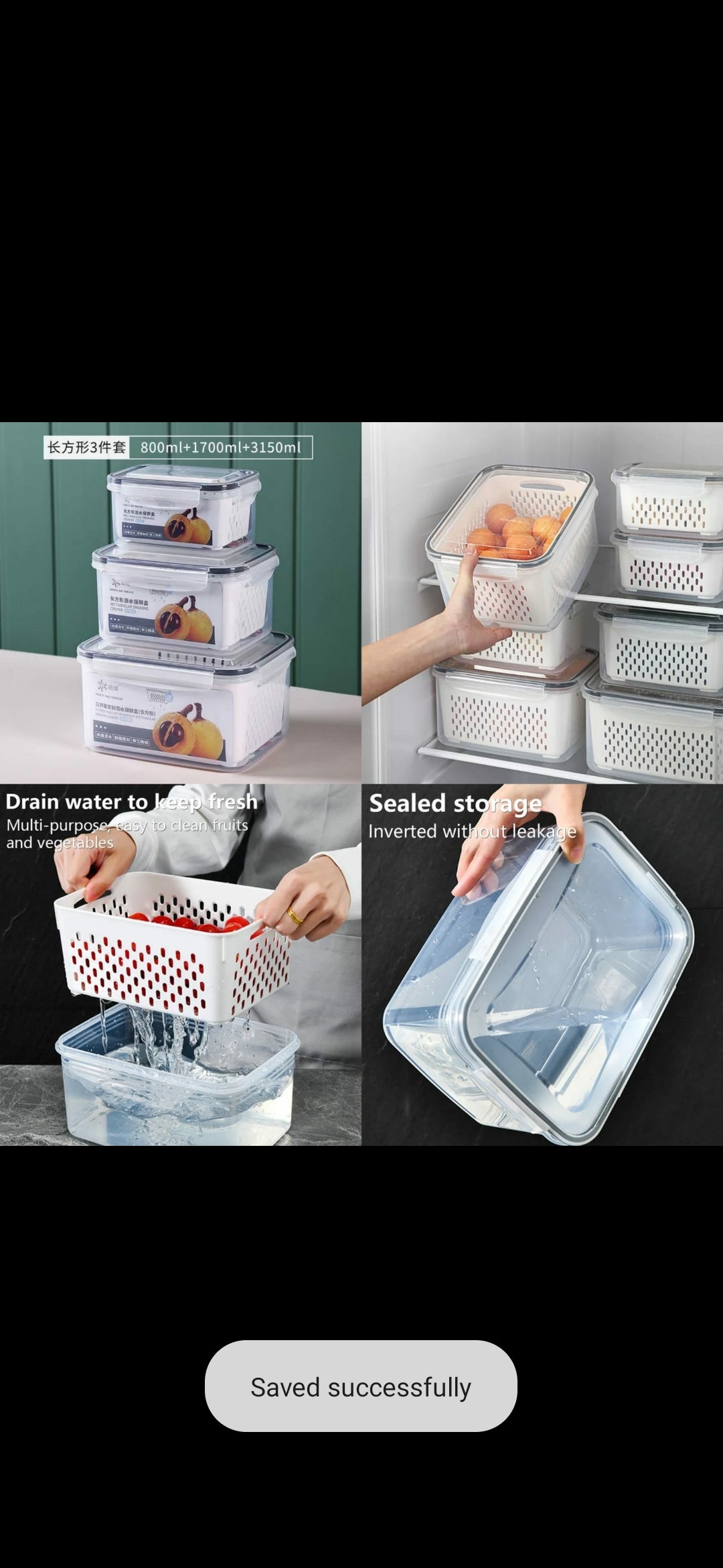 3pc Fridge Organizer Containers