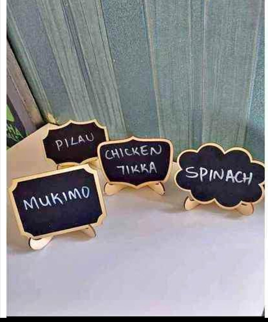 Mini wooden blackboard set of 10 plus 1 pen