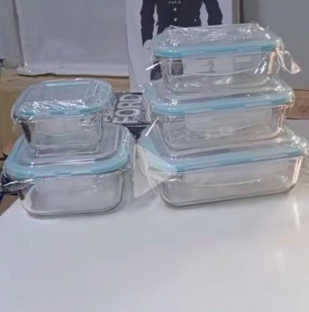 Set of 5 airtight glass containers