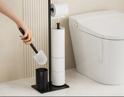 Tissue holder with toilet brush