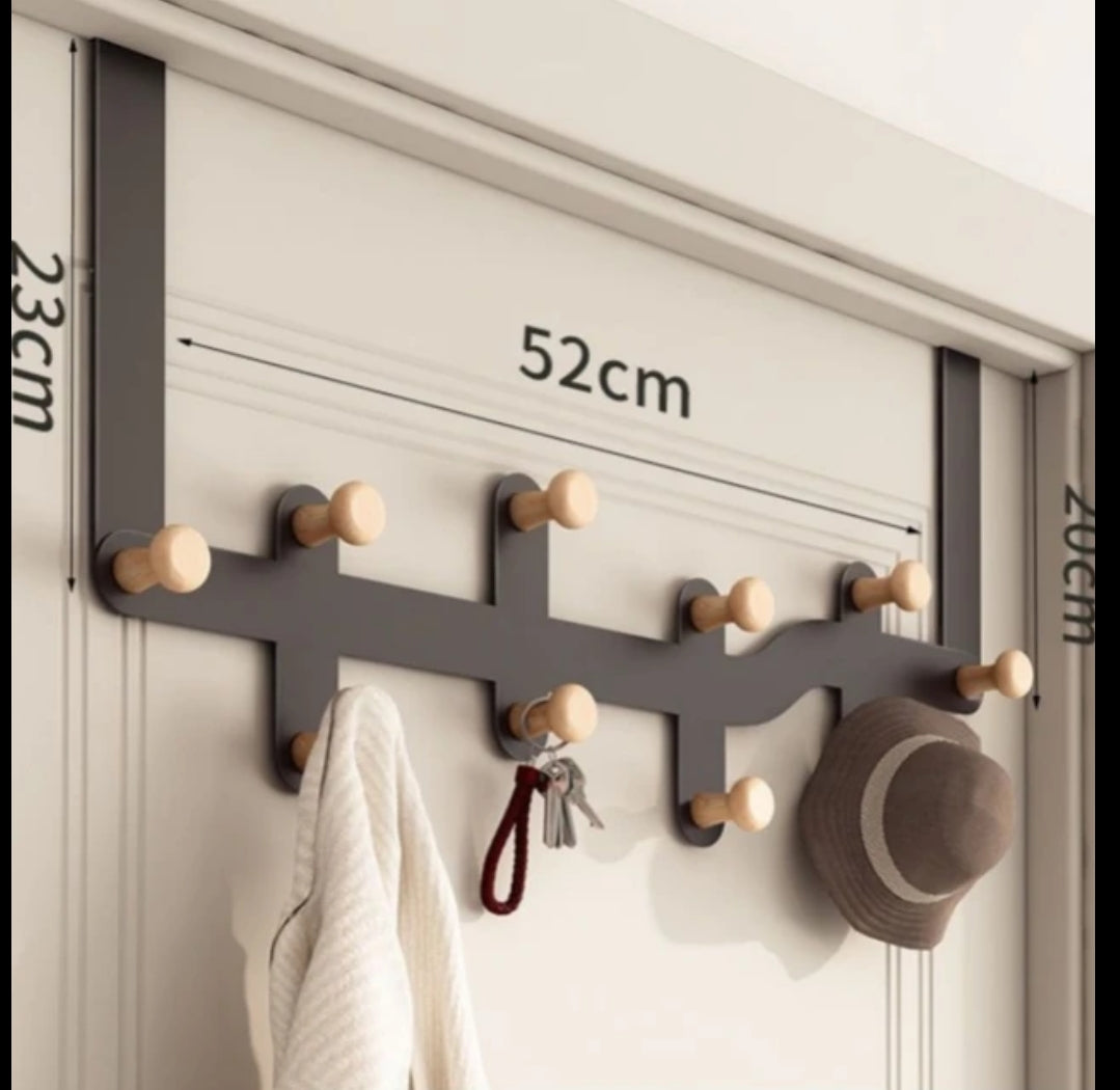 Wooden storage hooks over the door coat hanger