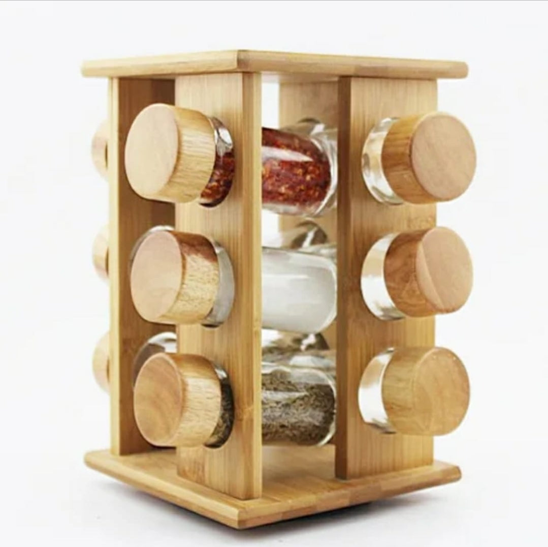 12Pcs Bamboo Spice Rack